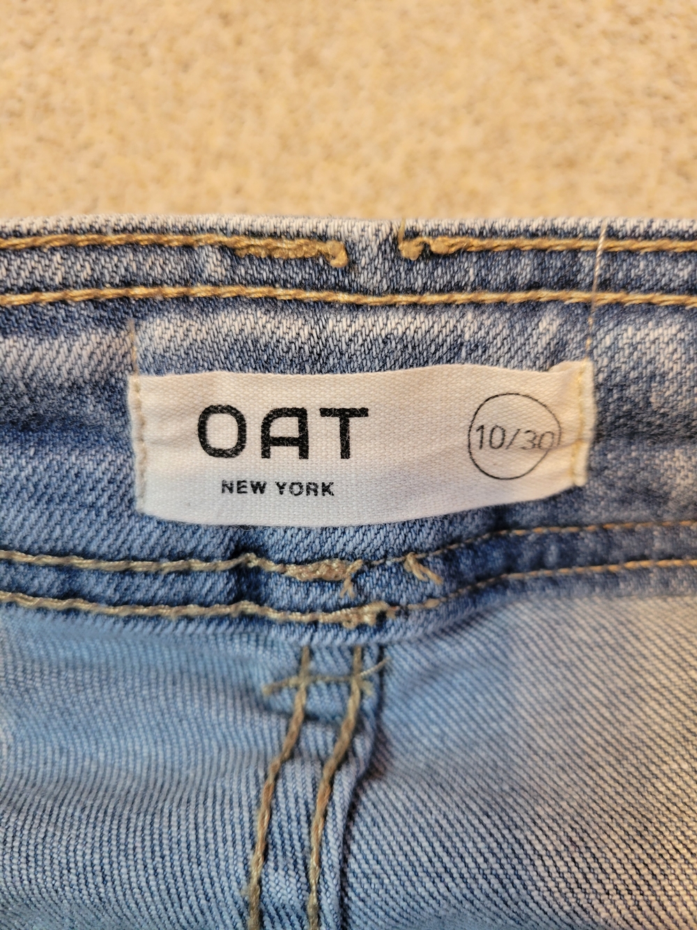 Oat New York High Waist Wide Leg Raw Hem Light Blue Denim Jeans Size 30 - Picture 2 of 9